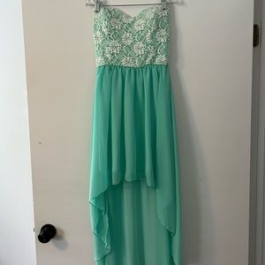 Sea Foam Strapless High Low Dress